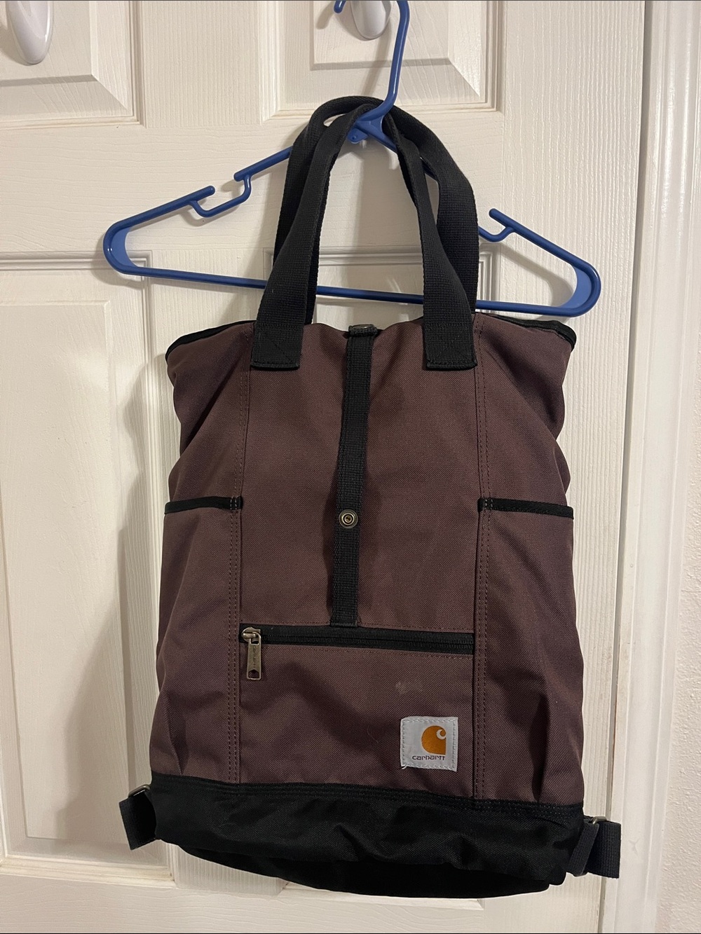 Carhartt Brown Canvas Tote-Style Backpack with Black Trim